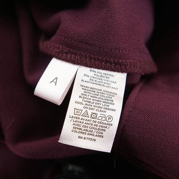 Ann Taylor High Waist Maroon Wine Purple Side Zip Pencil Pant Womens Sz 0 - Picture 10 of 11